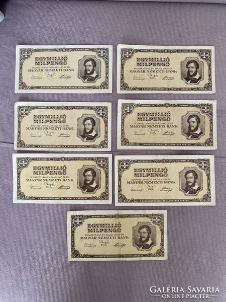 1 db Egymillió milpengő 1000000 milpengő 1946  Ropogós bankjegyek