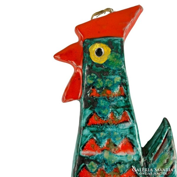 Kertész Klára színes retro kerámia kakas