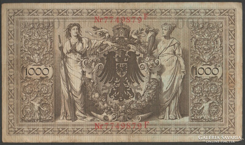 D - 056 - foreign banknotes: 1910 Germany 1,000 marks (with red numbers)