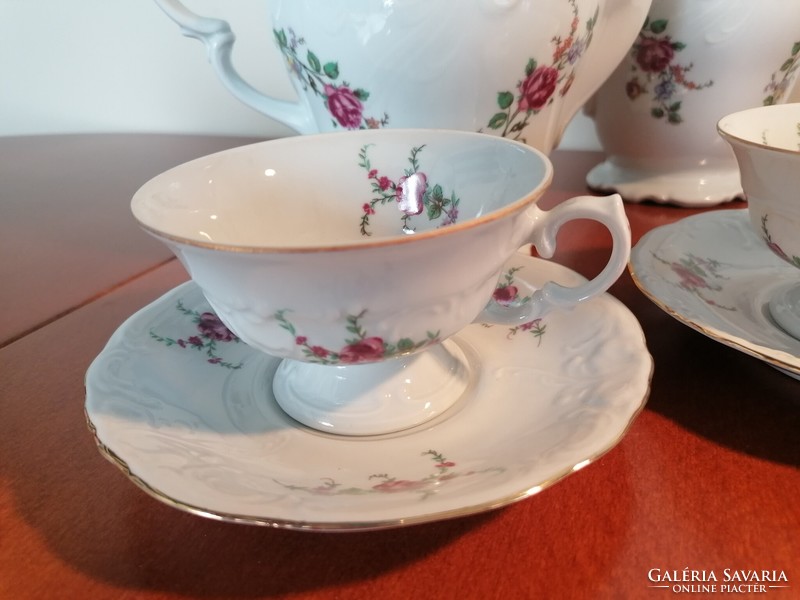 Pink, baroque Polish coffee and tea cup + saucer. Stock for replacement