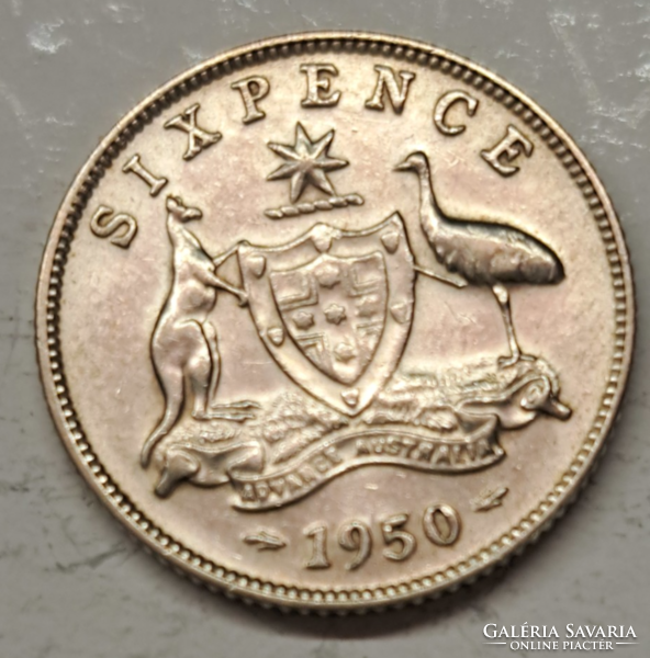 Australia vi. George .500 Silver 6 pence 1950. (H/33)