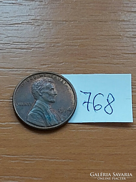 Usa 1 cent 1974 abraham lincoln, copper-zinc 768
