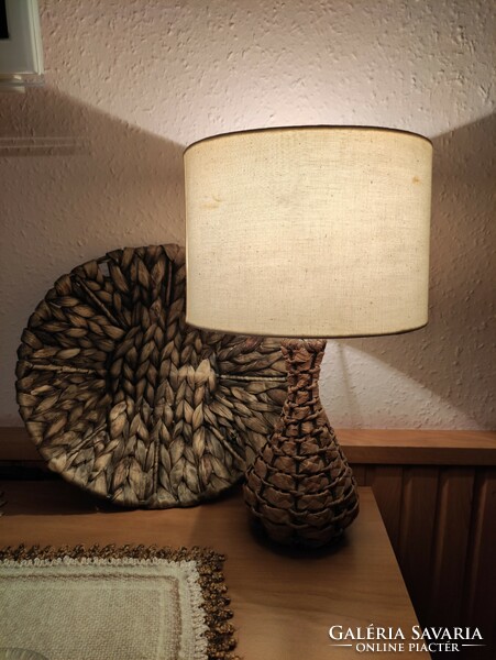 Rattan bedside lamp and bowl from the legacy of the photographer 