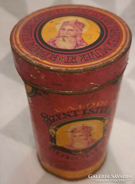 Curiosity: Szent István candy metal box, antique tin box rarity (m4484)