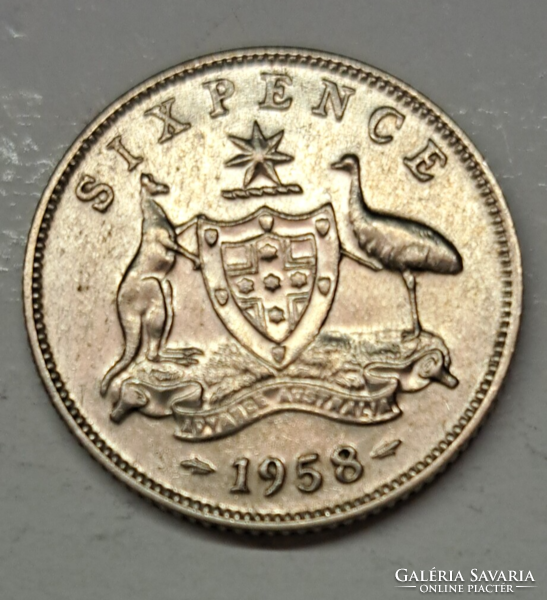 Ausztrália II. Erzsébet 500 ezüst 6 Pence 1958. (H/10)