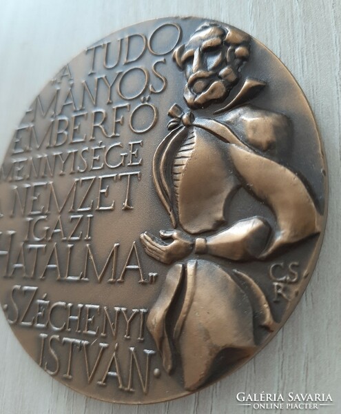 István Széchenyi bronze commemorative plaque on the occasion of the 150th anniversary of Róbert Csíkszentmihályi mta