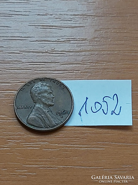 Usa 1 cent 1960 d, abraham lincoln, copper-zinc 1052
