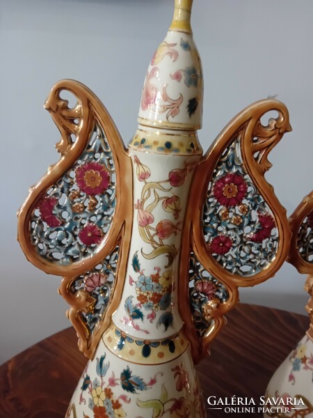 A pair of Zsolnay vases