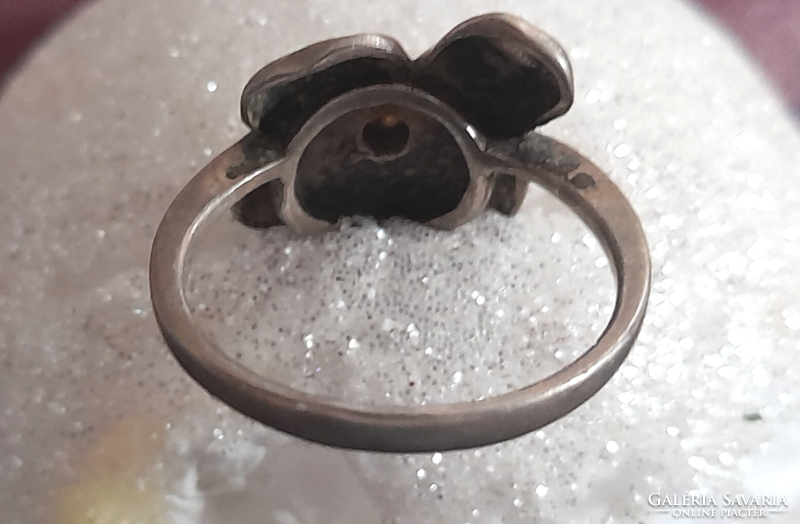 Vintage virág alakú női ezüst gyűrű