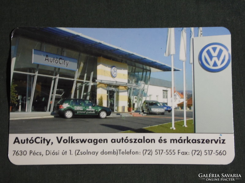 Card calendar, car city volkswagen car showroom, service, Pécs, 2001, (6)
