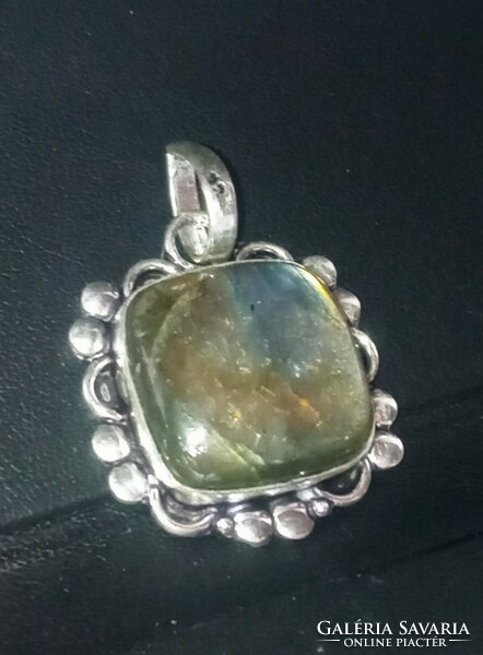 Rare labradorite raw gemstone 925 silver pendant new