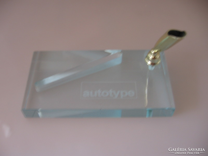Pale blue artificial crystal pen and business card, photo holder autotype