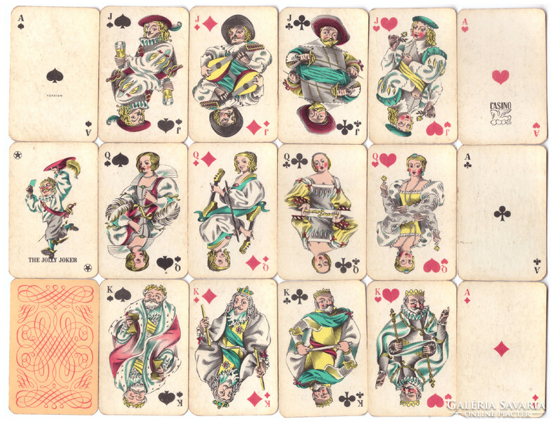 284. Pasziánsz kártya OTK Casino Dupla pakli 2 x 52 lap + 2 joker 1970 körül 44 X 67 mm