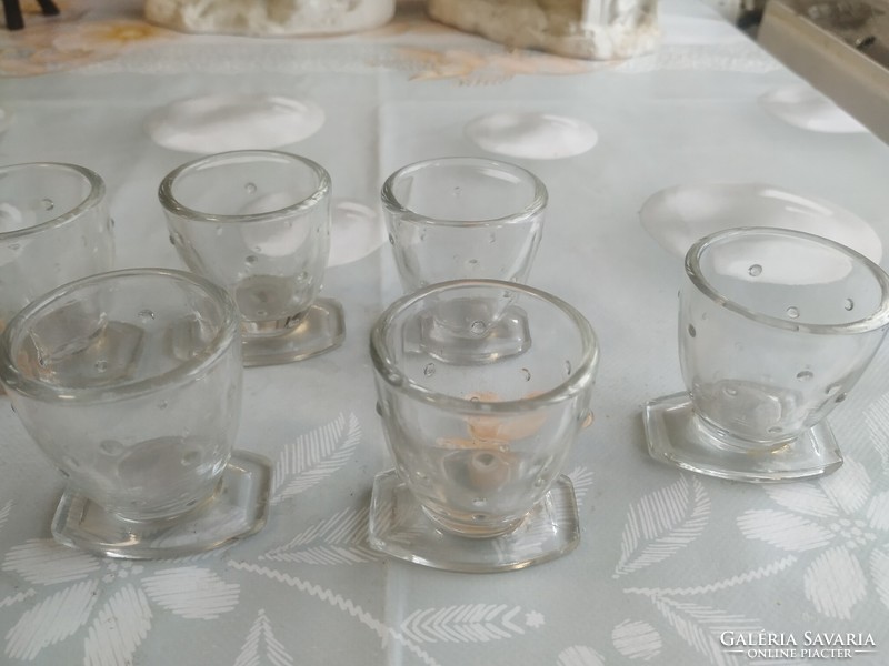 Retro thick glass, polka dot art deco drinking set for sale! 6 small glasses