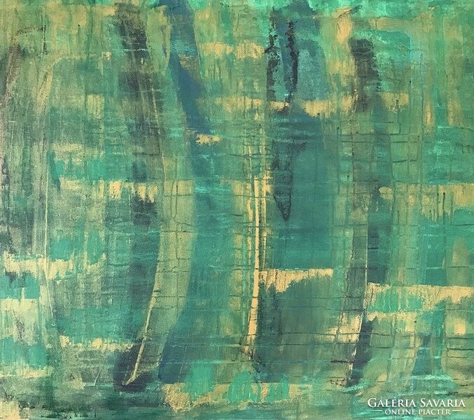 Dreaming of green 75x60cm unique abstract canvas picture