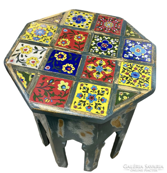 Moroccan tea table with ceramic inlay