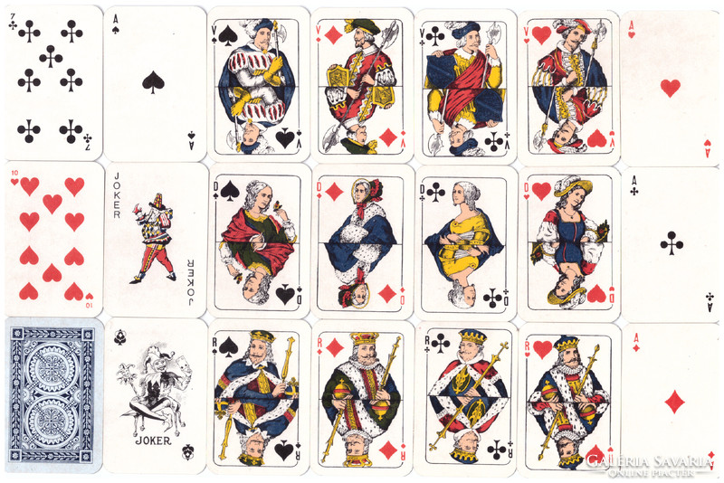283. Pasziánsz kártya Dán káryakép Genechten Turnhout 52 lap + 2 joker 1960 körül 42 X 63 mm
