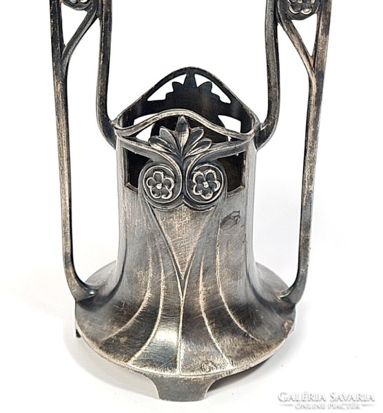 Gyönyörű, antik szecessziós ezüstözött fém váza
