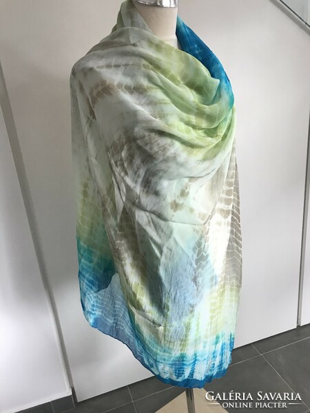 Hand-dyed, batik silk fabric in large size, 200 x 100 cm