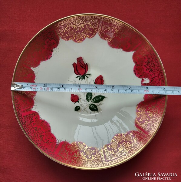 Z & Co Tirschenreuth Bavaria német porcelán tányér tálaló tál rózsa virág mintával mélytányér