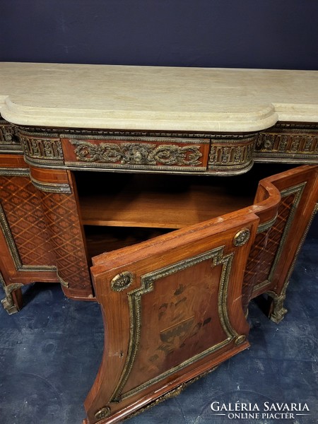 xvi. Louis-style large chest of drawers with a serving marble top