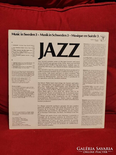 JAZZ _Music in Sweden3 Lemez LP Bakelit Vinyl