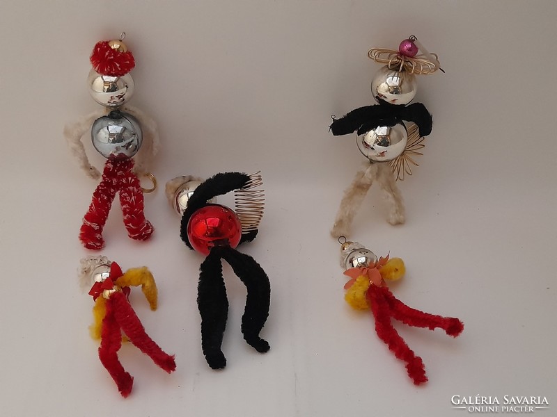 Chenille - glass figurines, Christmas tree decoration, musicians, 5 pieces in one