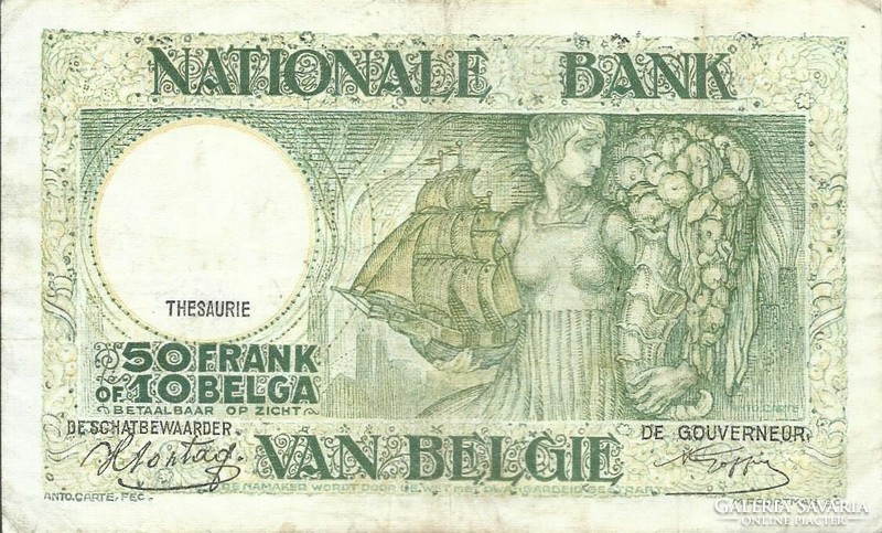50 Francs 10 Belgians 1945 Belgium
