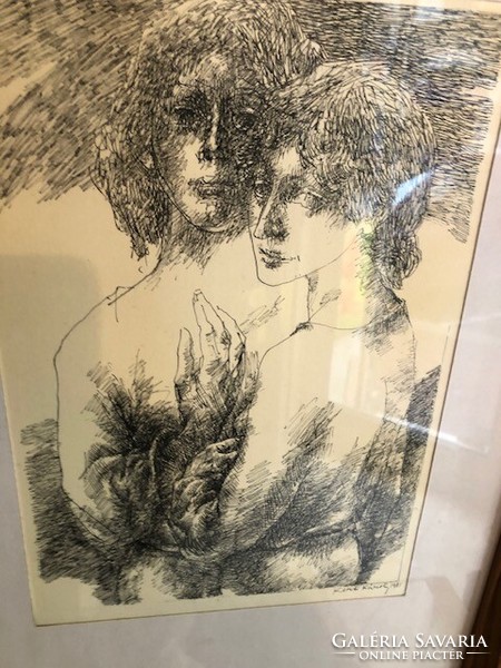 Kerti Károly Munkácsy díjas, alkotása szép állapotban, üveg alatt, 40 x 25 cm-es