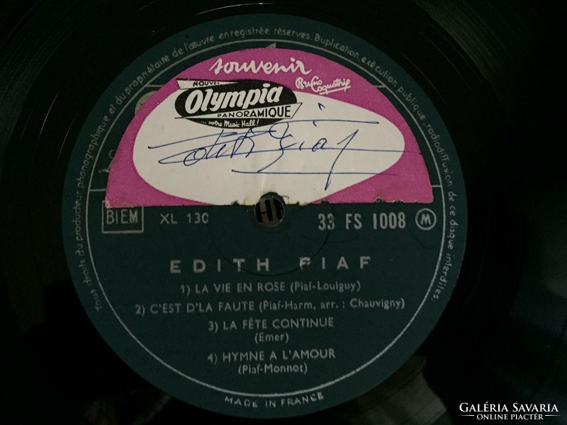 Edith Piaf aláírás, autogram (1958)