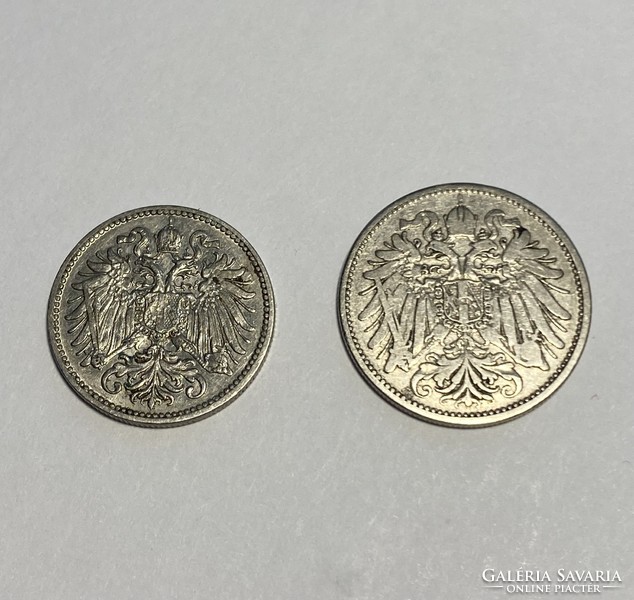 2 Heller 1809 and 1909 Austro-Hungarian crown i. Franz Joseph