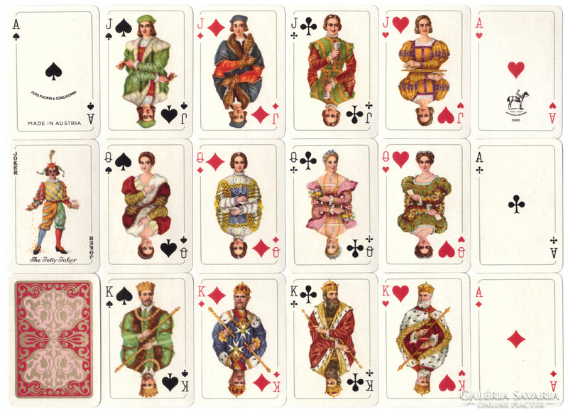 288. Solitaire card 52 cards + 3 jokers around 1960 piatnik 39 x 57 mm