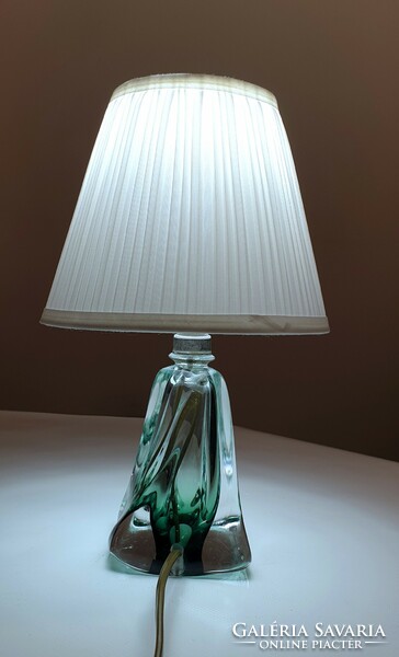 Val Saint Lambert kristályüveg testű asztali lámpa