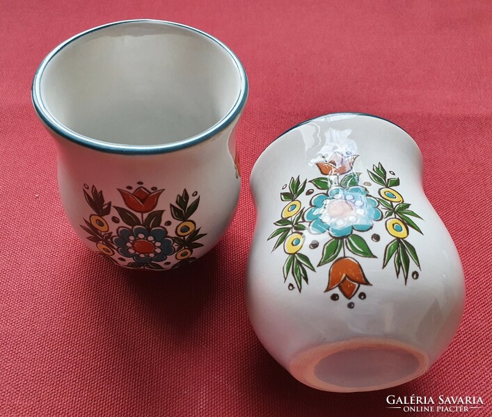 2db porcelán kerámia vizes boros kávés pohár váza virág mintával