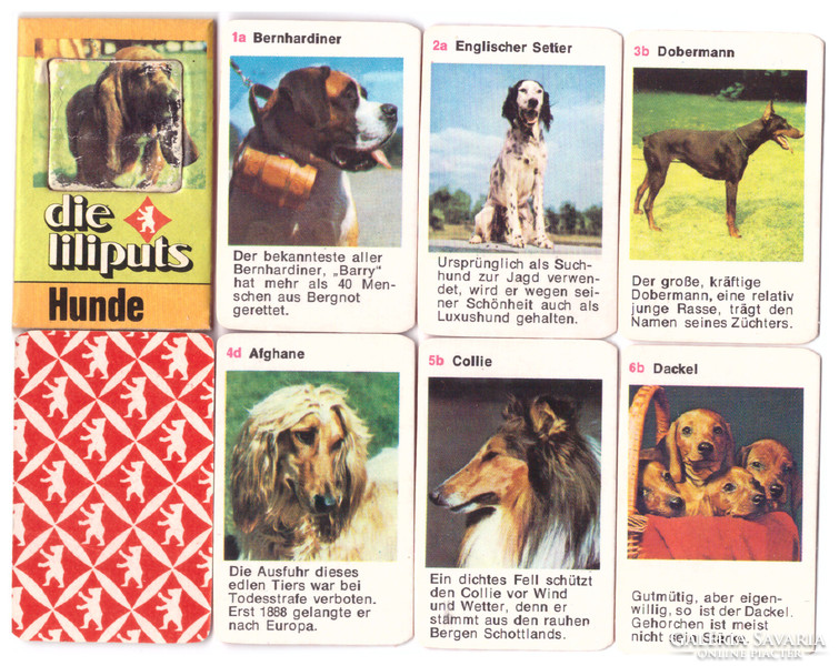 303. Kutyák kvartett Berliner Spielkarten 24 lap 1980 körül 33 x 52 mm