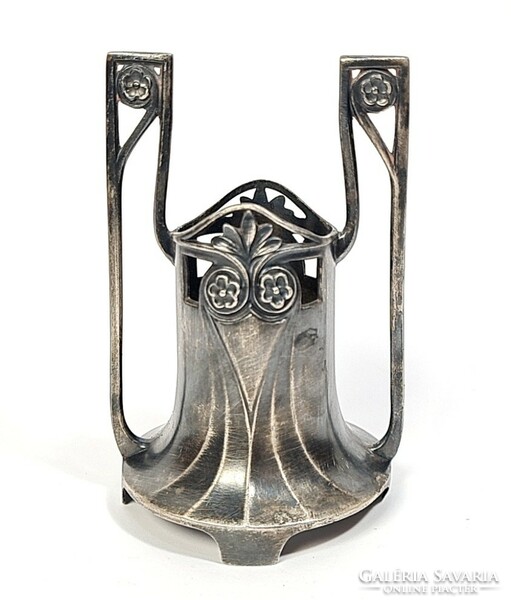Gyönyörű, antik szecessziós ezüstözött fém váza