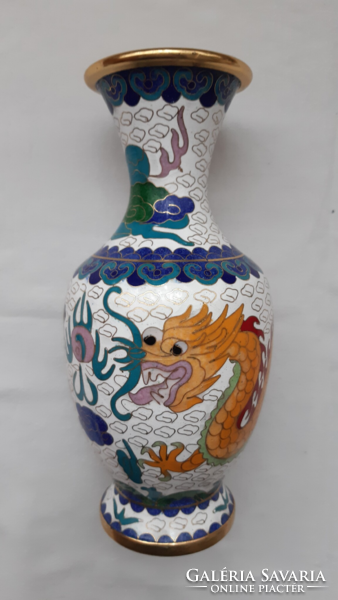 Chinese vase with a dragon, compartment enamel, fire enamel
