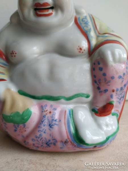 Jelzett kézzel festett porcelán nevető buddha