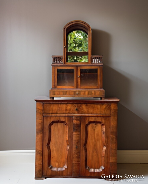 Special rare antique Biedermeier chest of drawers with superstructure