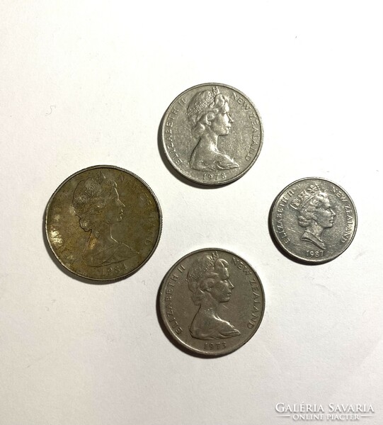 4 coins New Zealand 10 cents 20 cents 50 cents 1973-1987