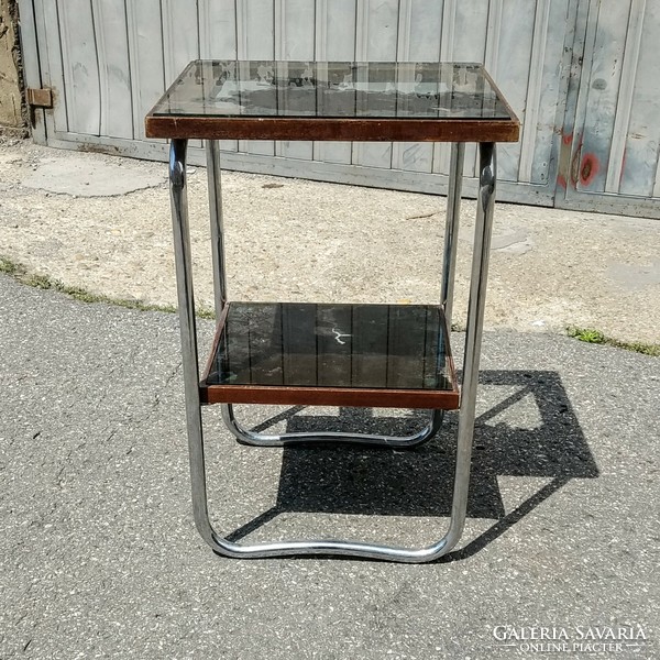 Bauhaus - Art deco csővázas dohányzóasztal - kávézóasztal