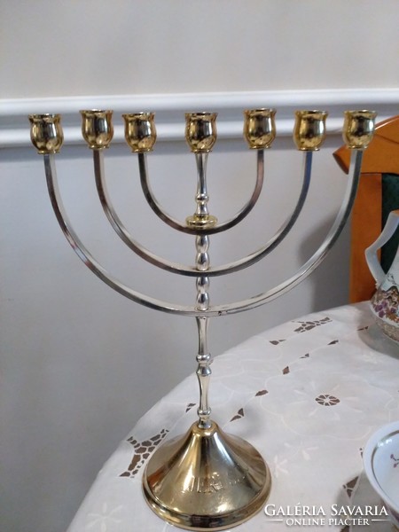 Judaica 24 kt. Menorah plated with gold