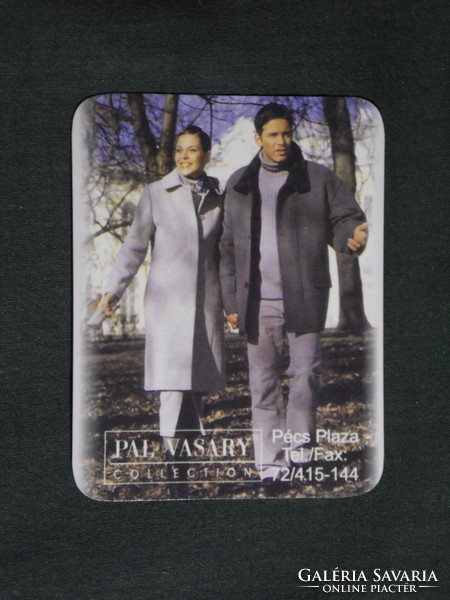 Card calendar, small size, pal vasary clothing fashion stores, Pécs plaza, male and female model, 2002, (6)