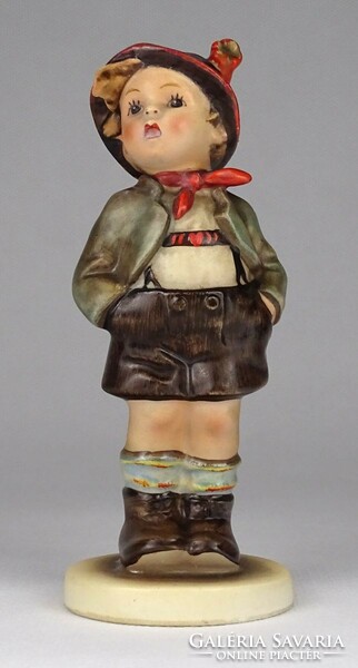 1Q322 Régi kalapos fiú Hummel porcelán figura 13 cm
