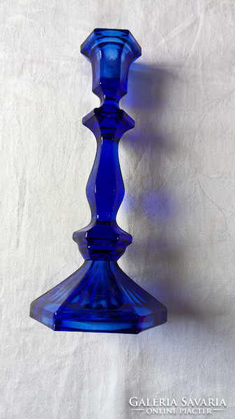 Üveg gyertyatartó kék