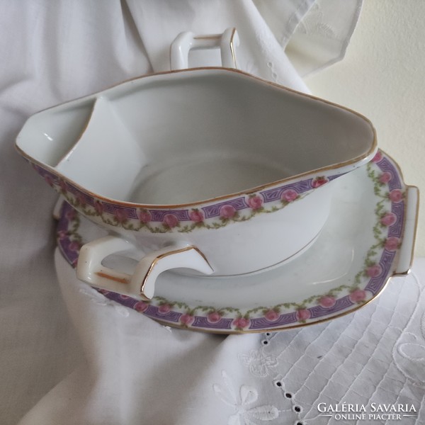 Large sauce bowl with a rose pattern