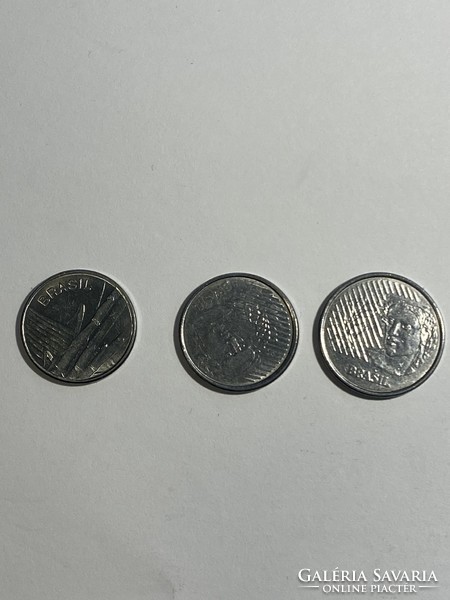 Brazil 3 coins 1 cruzeiro 1980, 5 centavos and 10 centavos 1994