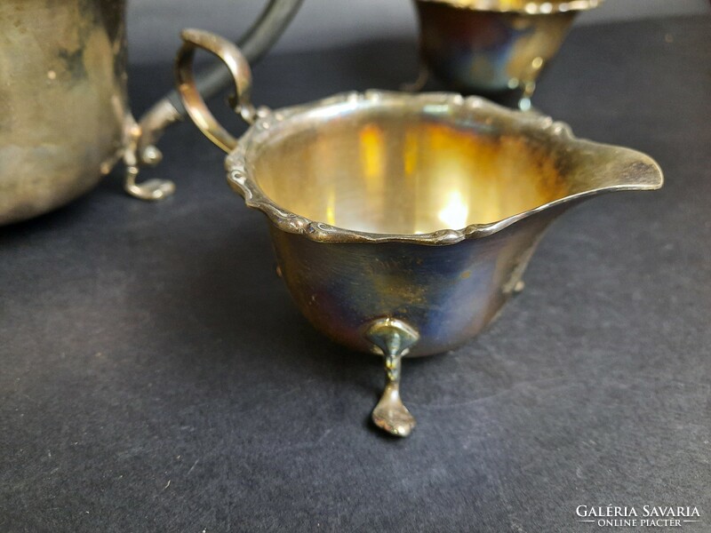 Antique 3 piece English silver plated metal tea set