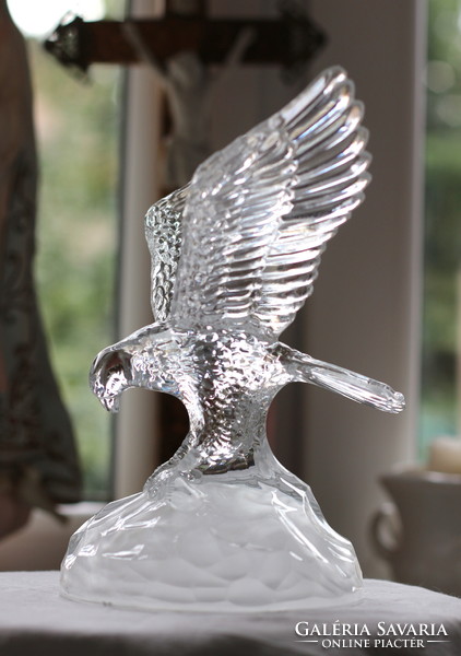 Glass eagle, massive, heavy piece, table decoration, heavy