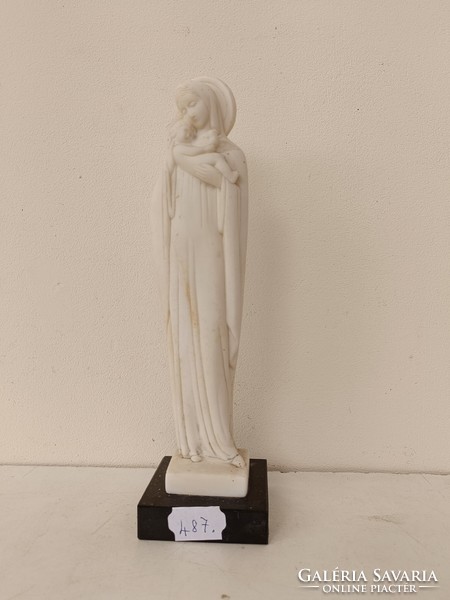 Antique marble Mary Jesus statue with h baron mark on marble base, damaged 487 8398